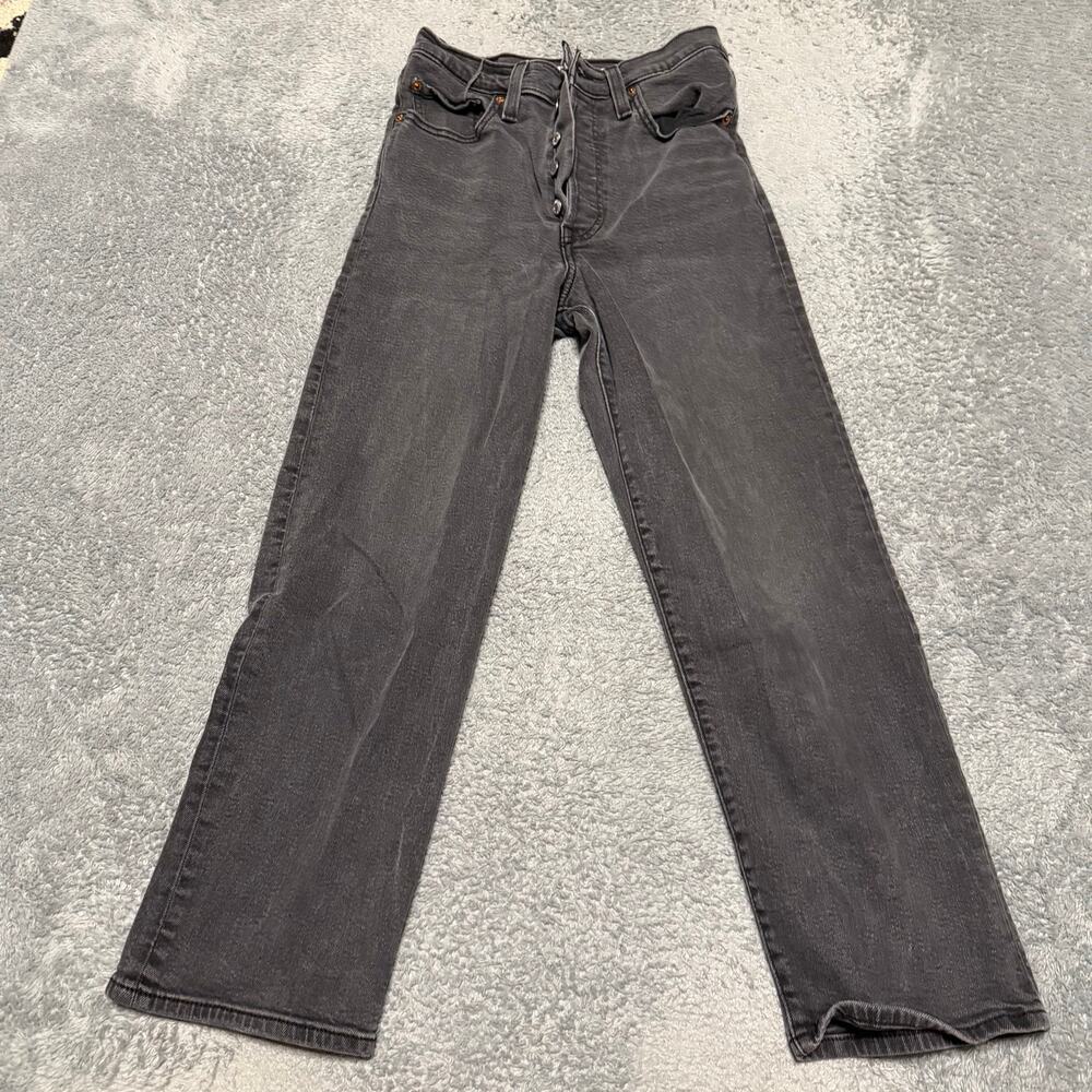 Levi’s Jeans Womens 27 (27x25.5) Ribcage Straight Ankle Faded Black Cropped